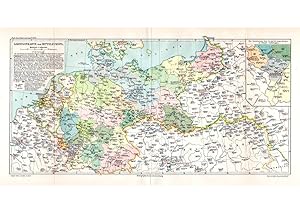 Historische Landkarte Garnisonskarte von Mitteleuropa Karte Lithographie 1903