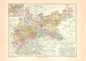 Alte historische Landkarte Eisenbahn im Deutschen Reich Karte Lithographie 1903