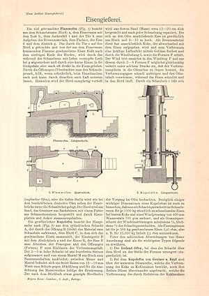 Alter historischer Druck Eisengießerei Holzstich 1903