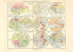 Alte historische Landkarte Geschichte der Erdkunde I. Karte Lithographie 1904