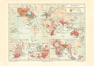 Alte Landkarte Entwicklung Britisches Kolonialreich Karte Lithographie 1904