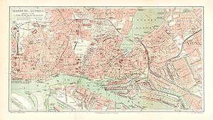 Alte historische Stadtkarte Hamburg Altona Stadtplan Lithographie 1904