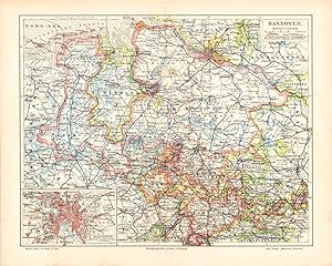 Alte historische Landkarte Hannover Karte Lithographie 1904