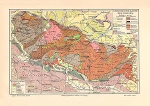 Alte historische Landkarte Harz Geologie Karte Lithographie 1904