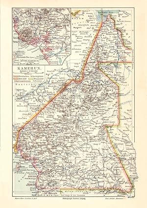 Alte historische Landkarte Kamerun Karte Lithographie 1905