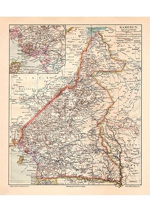 Alte historische Landkarte Kamerun Karte Lithographie 1905