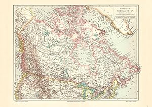 Alte historische Landkarte Britisch Nordamerika Karte Lithographie 1905