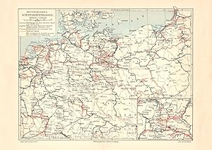 Historische Landkarte Deutschlands Schiffahrtsstraßen Karte Lithographie 1905