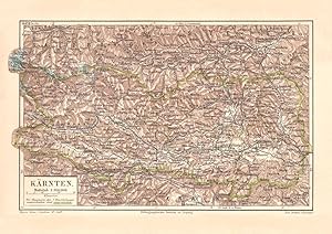 Alte historische Landkarte Kärnten Karte Lithographie 1905
