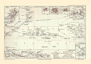 Historische Landkarte Karolinen Marshall Palau Marianen Karte Lithographie 1905