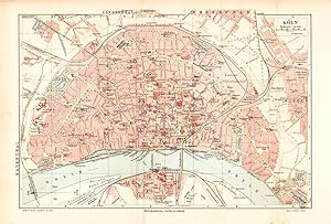 Alte historische Stadtkarte Köln Stadtplan Lithographie 1905