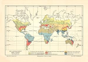 Alte Landkarte Landbauzonen der Erde nach Engelbrecht Karte Lithographie 1905