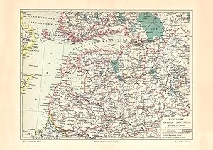 Alte historische Landkarte Russische Ostsee Provinzen Karte Lithographie 1905