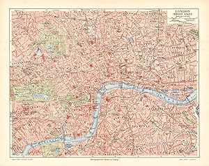 Alte historische Stadtkarte London Innere Stadt Stadtplan Lithographie 1905