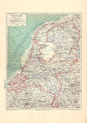 Alte historische Landkarte Niederlande Karte Lithographie 1906