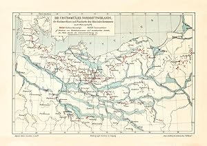 Alte historische Landkarte Urstromtäler Norddeutschlands Karte Lithographie 1906