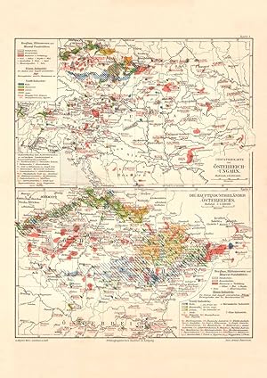 Alte historische Landkarte Österreich Ungarn Industrie Karte Lithographie 1906