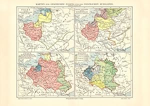 Alte Landkarte Polen Westliches Russland Geschichte Karte Lithographie 1907