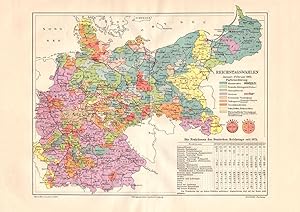 Alte Landkarte Reichstagswahl Deutsches Reich 1907 Karte Lithographie 1907