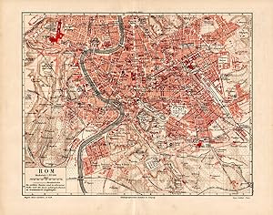 Alte historische Stadtkarte Rom Stadtplan Lithographie 1907