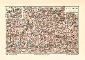 Alte historische Landkarte Salzburg Karte Lithographie 1907