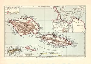 Alte historische Landkarte Samoa Inseln Karte Lithographie 1907
