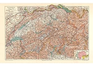 Alte historische Landkarte Schweiz Karte Lithographie 1907