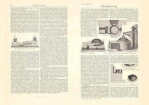 Alter historischer Druck Silbergewinnung Holzstich 1907