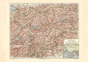 Alte historische Landkarte Tirol Karte Lithographie 1908