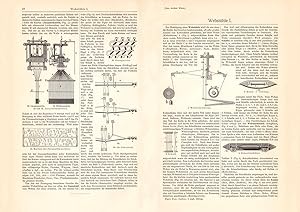 Alter historischer Druck Webstühle I. Holzstich 1908