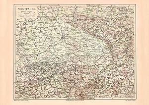 Alte historische Landkarte Westfalen Karte Lithographie 1908