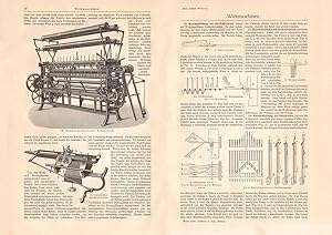 Alter historischer Druck Wirkmaschinen Holzstich 1908