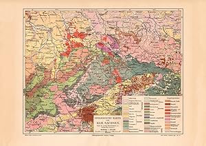 Alte historische Landkarte Königreich Sachsen Geologie Karte Lithographie 1909
