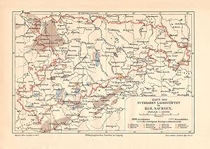 Alte historische Landkarte Bergbau Lagerstätten Königreich Sachsen Geologie