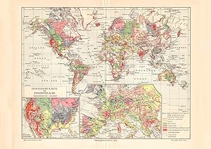 Alte historische Landkarte Erde Geologie Karte Lithographie 1910