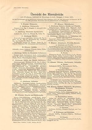Alter historischer Druck Übersicht des Mineralreichs Buchdruck 1910
