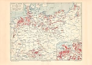 Alte historische Landkarte Moore in Deutschland Karte Lithographie 1910