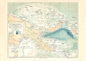 Alte historische Landkarte Meerestiefen Kaiser Wilhelm Land Bismarck Archipel