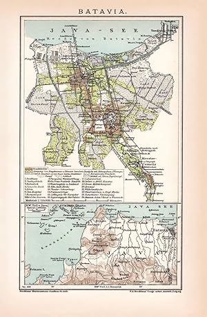 Alte historische Landkarte Batavia Karte Lithographie 1892