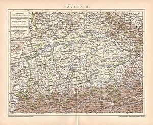Alte historische Landkarte Bayern II. Landkarte Lithographie 1892