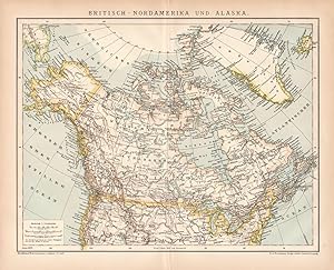 Alte historische Landkarte Nordamerika Alaska Lithographie 1892