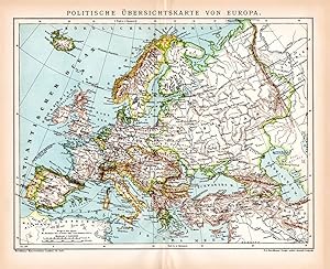 Alte historische Landkarte Europa politische Karte Lithographie 1893