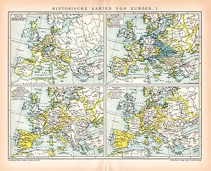 Alte historische Landkarte Europa Historische Karte I. Lithographie 1893