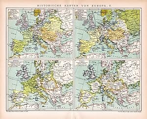Alte historische Landkarte Europa Historische Karte II. Lithographie 1893