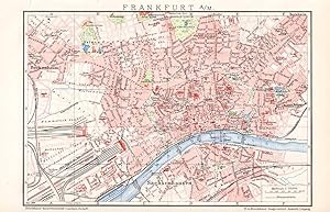 Alte historische Landkarte Frankfurt a. M. Stadtplan Lithographie 1892