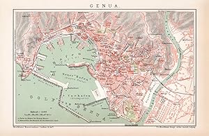 Alte historische Landkarte Genua Stadtplan Lithographie 1892