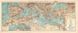 Alte historische Landkarte Mittelmeer Karte Lithographie 1892