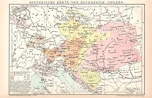 Alte historische Landkarte Österreich-Ungarn historische Karte Lithographie 1892