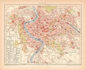 Alte historische Landkarte Rom Stadtplan Lithographie 1892