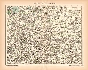 Alte historische Landkarte Mittelrussland Karte Lithographie 1892